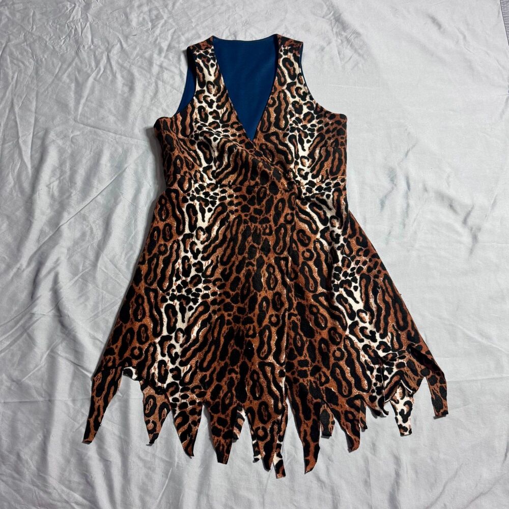 Women's Leopard Print Mini Dress Costume Flintstones Size XS